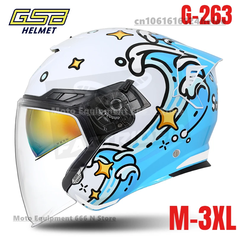 

GSB g263 Motorcycle Helmet Dual Lens Half Capacete Electric Motobike Scooter Case moto Motocross Street Men women