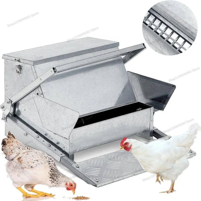 For chicken, duck and goose rat-proof feeding tank, galvanized sheet waterproof and moisture-proof, poultry automatic feeder
