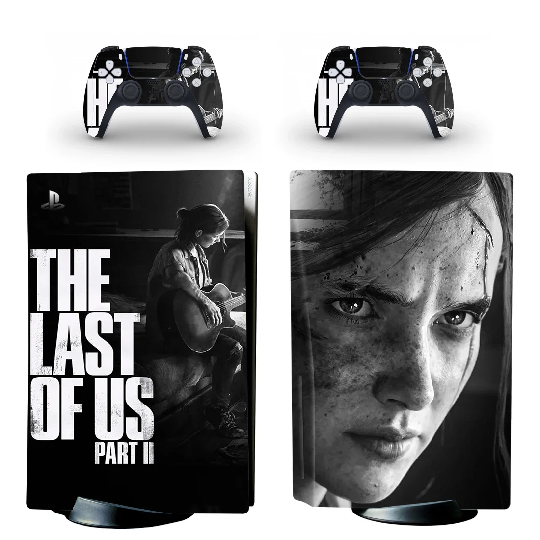 ملصق جلدي لإصدار قرص PS5 من The Last Of Us لوحدة التحكم Playstation 5 و2 وحدات تحكم ملصق جلود واقية من الفينيل طراز 5