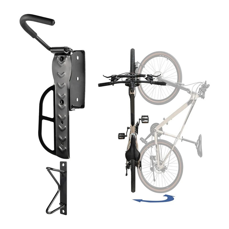 2er-Pack drehbarer Fahrradträger für Garage, Wandmontage, Fahrradaufhänger für Garage, Fahrradträger, Fahrradaufbewahrung, vertikaler Fahrradträger