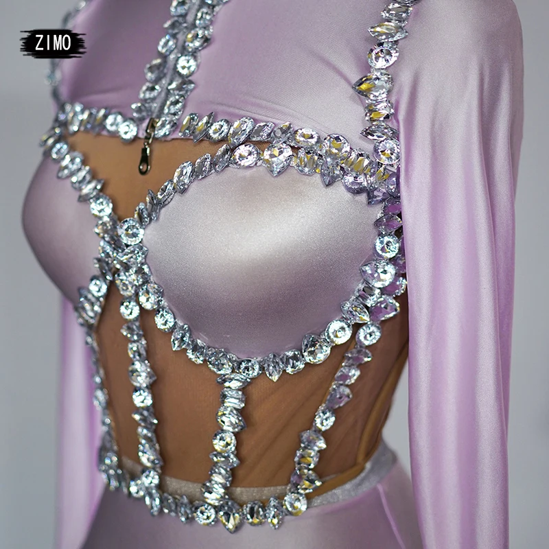 new arrival Top sexy rhinestones bodysuit team Suit party club birthday leotard pole dance drag queen costumes