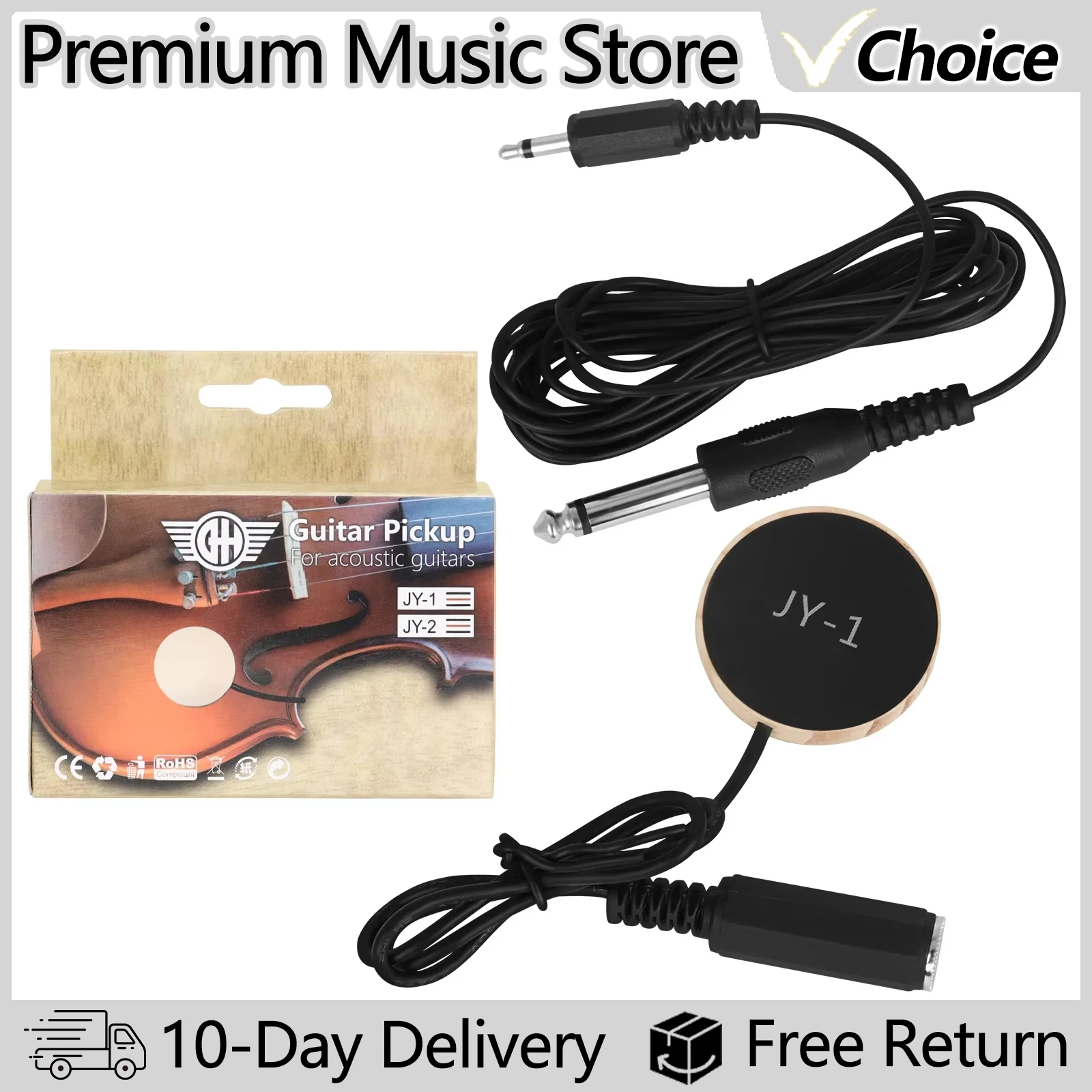 Acoustic Guitar Pickup Contact Microphone Piezo Pickup for Guitar Ukulele Violin Mandolin Banjo Kalimba Cello Harp Accessories