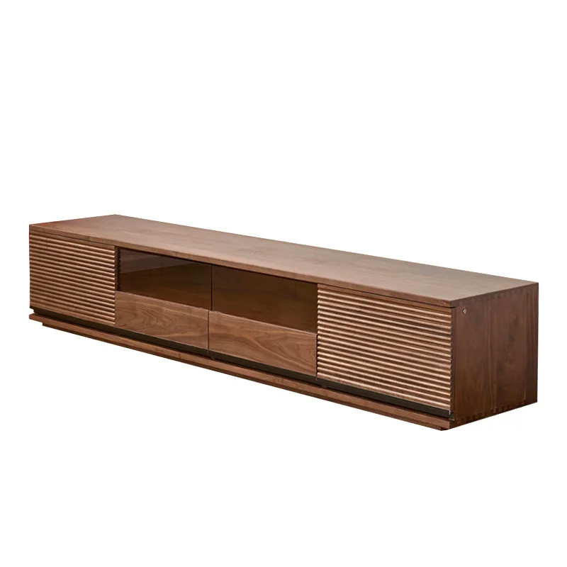 

North American black walnut solid wood TV cabinet, modern and simple, living room storage locker