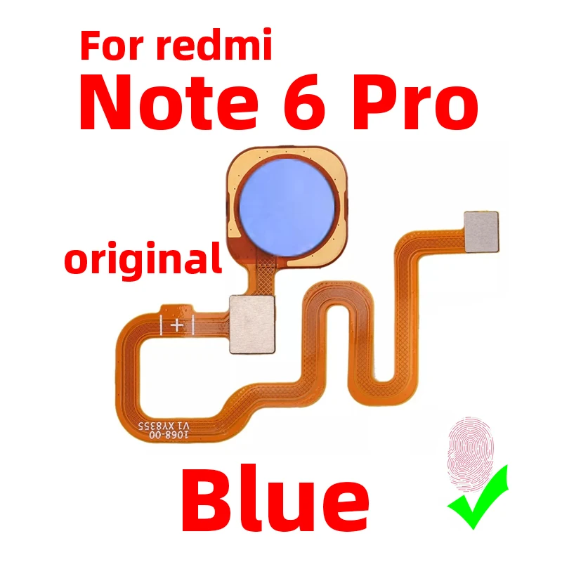 Original For Xiaomi redmi Note 6 pro Fingerprint Sensor Home Return Key Menu Power Button Flex Ribbon Cable