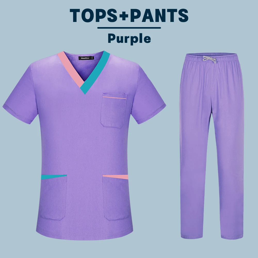 Surgical Scrubs Breathable Dental Clinic Veterinary Uniforms For Women Male Beauty Salon WorkWear V-neck Medical Scrub Tops