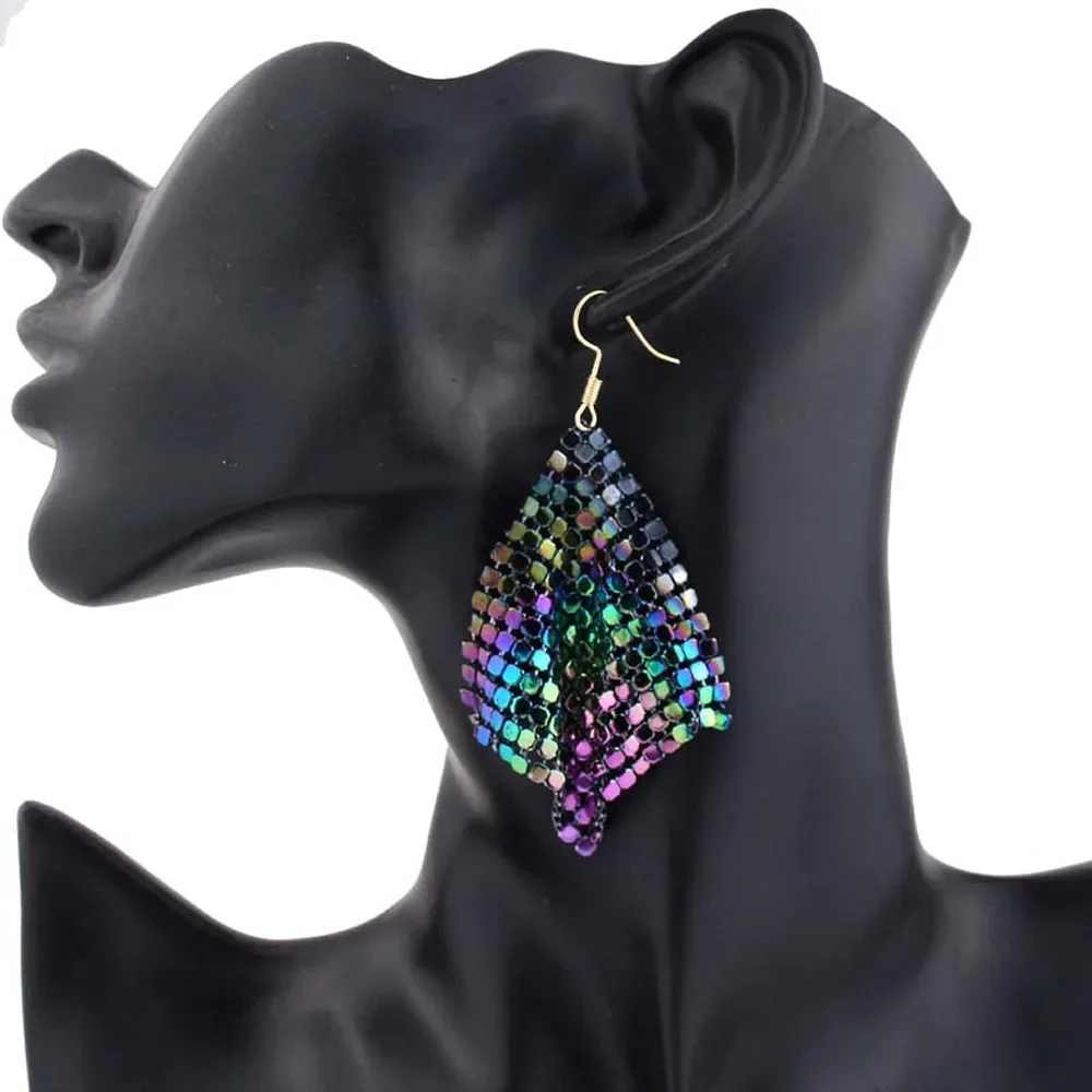 New Fashion Star Jewelry Charm Sequin Drop Earrings  Geometric Round Shiny Dangle Earring  Women Sales Gifts