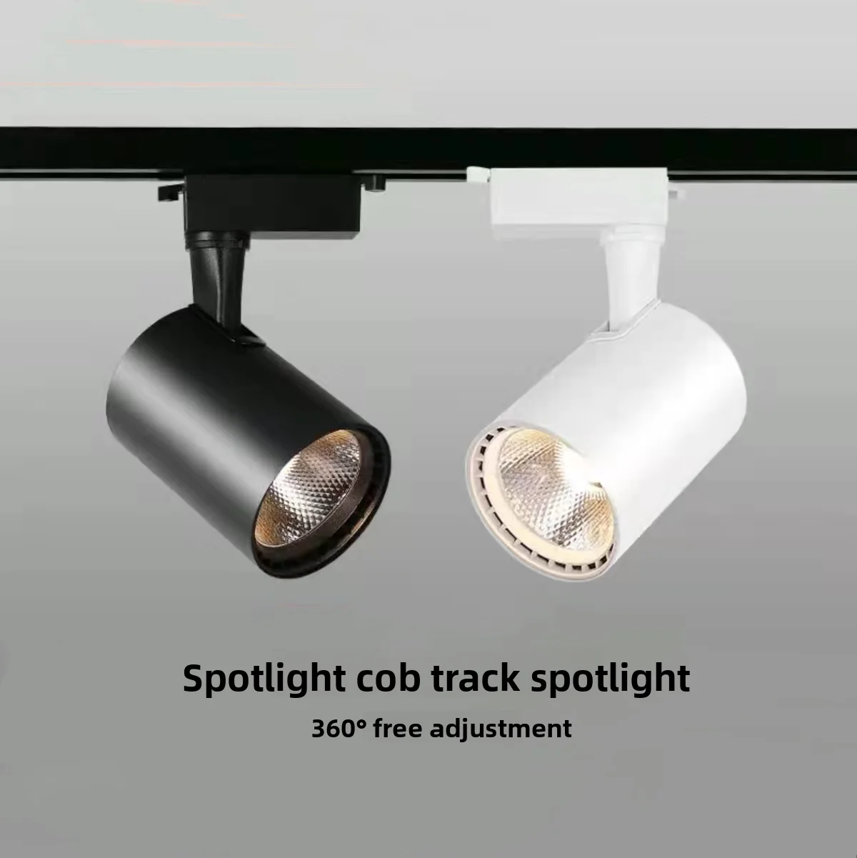 Black LED Track Spotlight Adjustable Angle COB Rail Light Modern Cylinder Track Lamp for Art Gallery Clothing Store Living