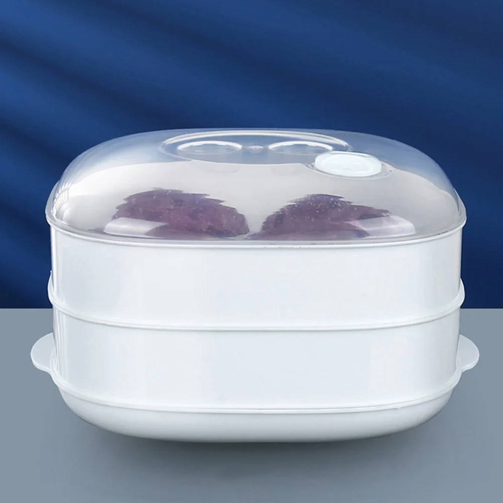 

Double Layer Steamer Microwave Versatile Container Lid Two-Layer Food Steamer Dumplings Rice Steamed Fish Reusable Kitchen Tool