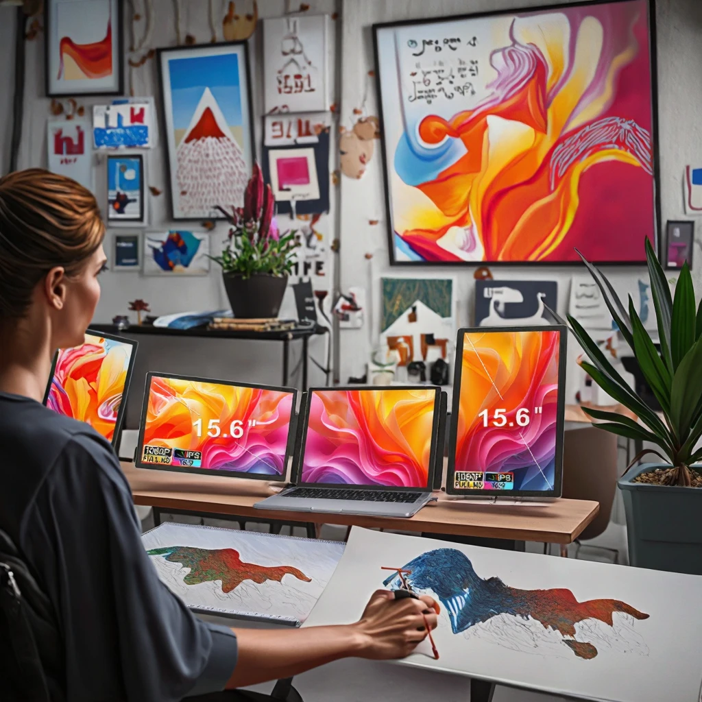 2025 New Hot  15.6 Inch Type C 60Hz Magnetic Triple Portable Monitor with USB3.1 Type-c Laptops