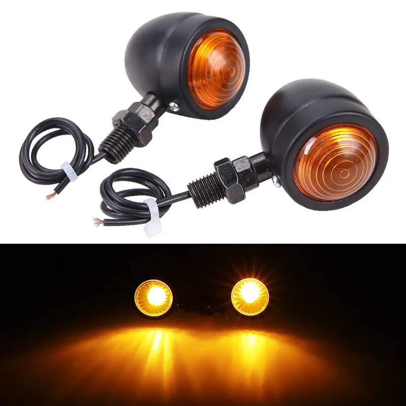 Bullet Motorcycle Turn Signal Light Indicator Amber Blinker Retro Lamp for Harley Davidson Honda Yamaha Cruiser Bobber Chopper