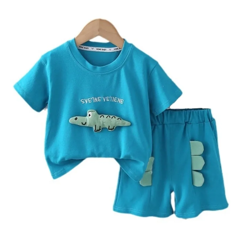 Neue Sommer Baby Mädchen Kleidung Anzug Kinder Jungen T-Shirt Shorts 2 teile/sätze Kleinkind Kleidung Kleinkind Freizeit kostüm Kinder Trainings anzüge