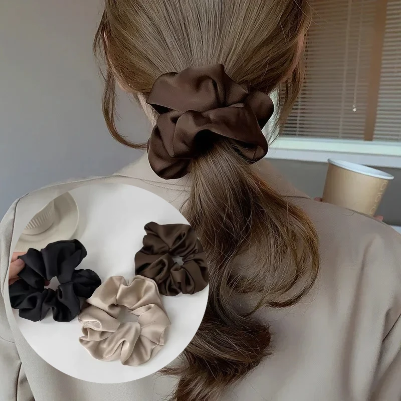 

Elegant Silk Elastics Hair Band Solid Color Scrunchies for Women Girl Ponytail Holder Hair Rope Korean Hairband Hair Accessoires