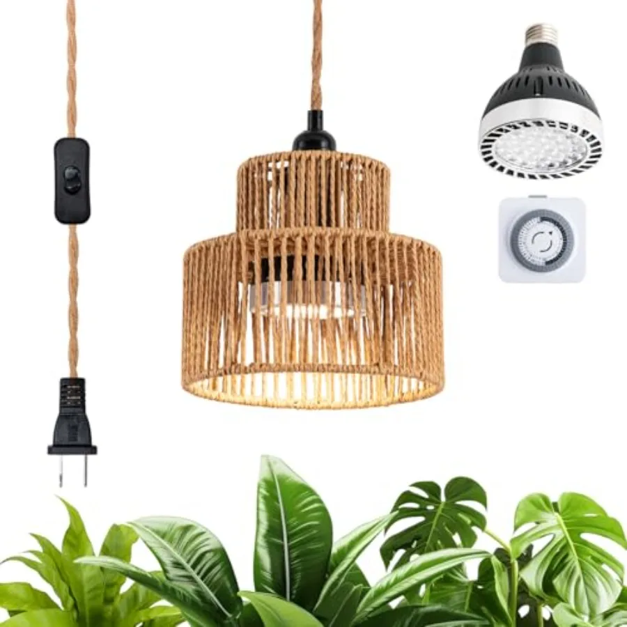 

Светодиодная лампа для роста растений 30 Вт, полный спектр, подвесная, для помещений, 4000K, с таймером, кабель 4,5 м, для высоких листистых и цветущих растений