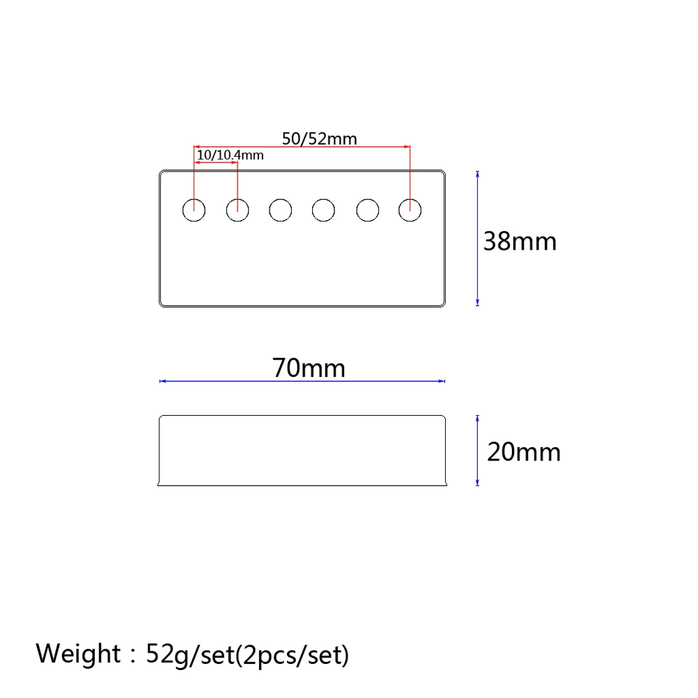 

2pcs Semi-open Electric Guitar Dual Coil Humbucker Pickup Covers Metal 6 Holes Cover GB303M7 (Silver)