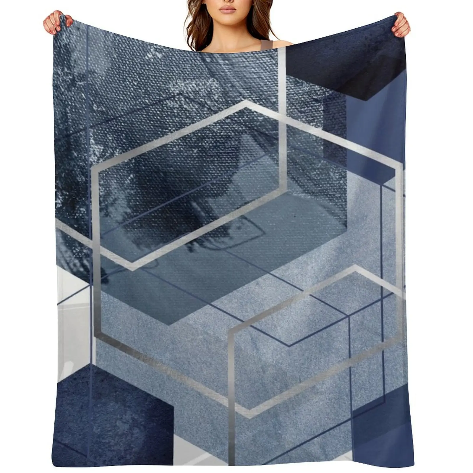 

Blue and Grey Geo Throw Blanket Tourist for winter Blankets For Bed manga Blankets