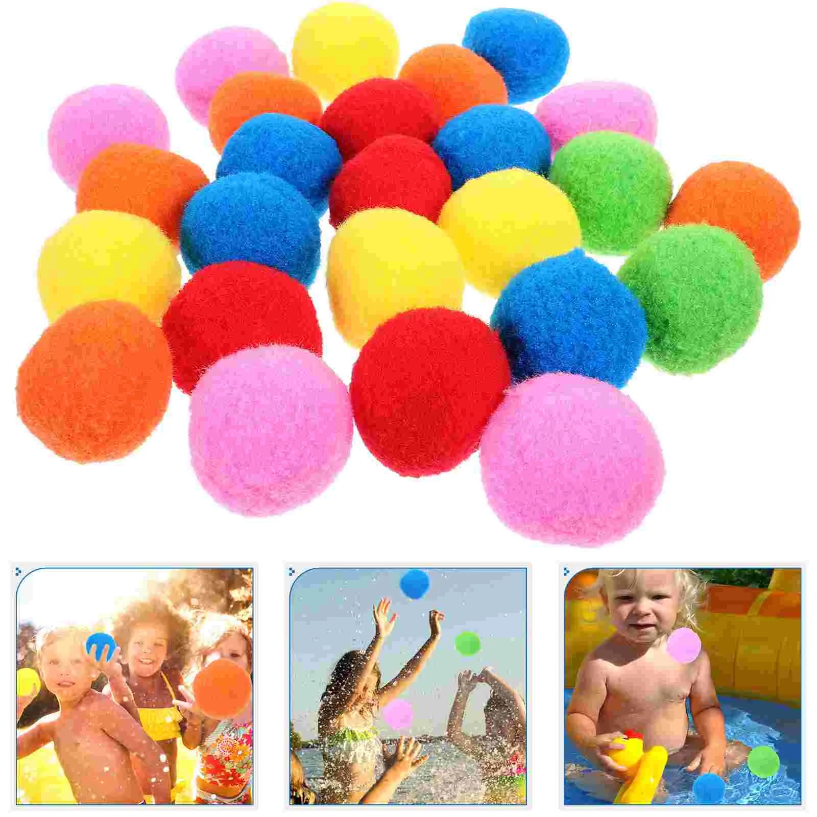 60 Pcs Water Fight Cotton Ball Swimming Pool Toys Small Beach Childrens Kids Plaything for Party Balls Game