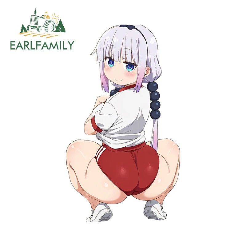 EARLFAMILY 13cm x 7.5cm Kanna Kamui Kawaii Ass Car Stickers Anime Girl Bottom Waterproof Decal Vinyl JDM ATV Motorcycles Decor