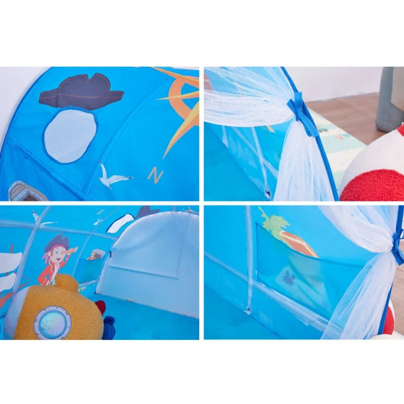 Casa de juegos divertida con cúpula 2 en 1, tienda interior portátil para niños con patrones de carritos de princesa y mundo marino, decoraciones para habitación infantil