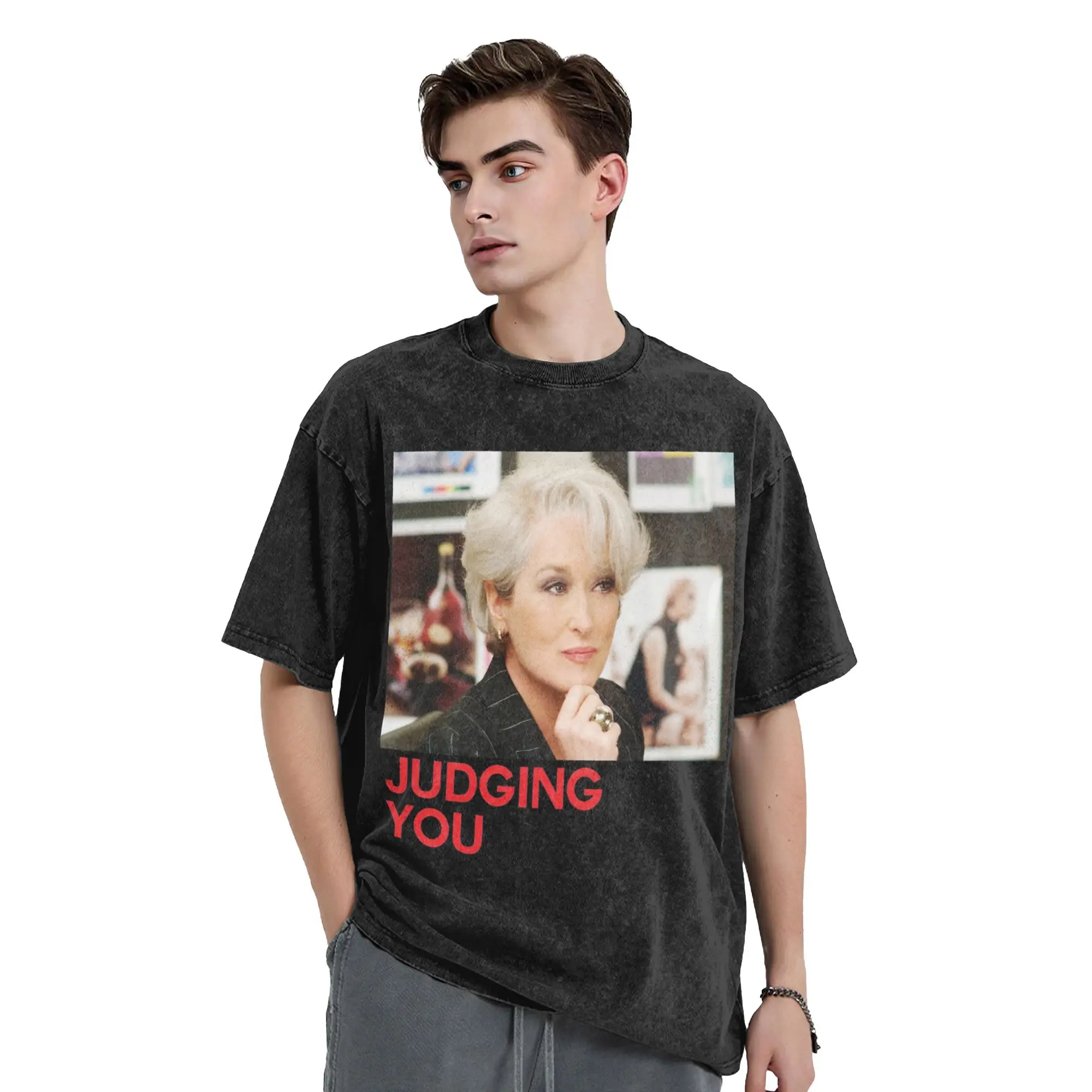 Miranda Priestly Washed T Shirts Streetwear Hip Hop Cool T-Shirts Tees for Men Women Short Sleeve Harajuku Summer
