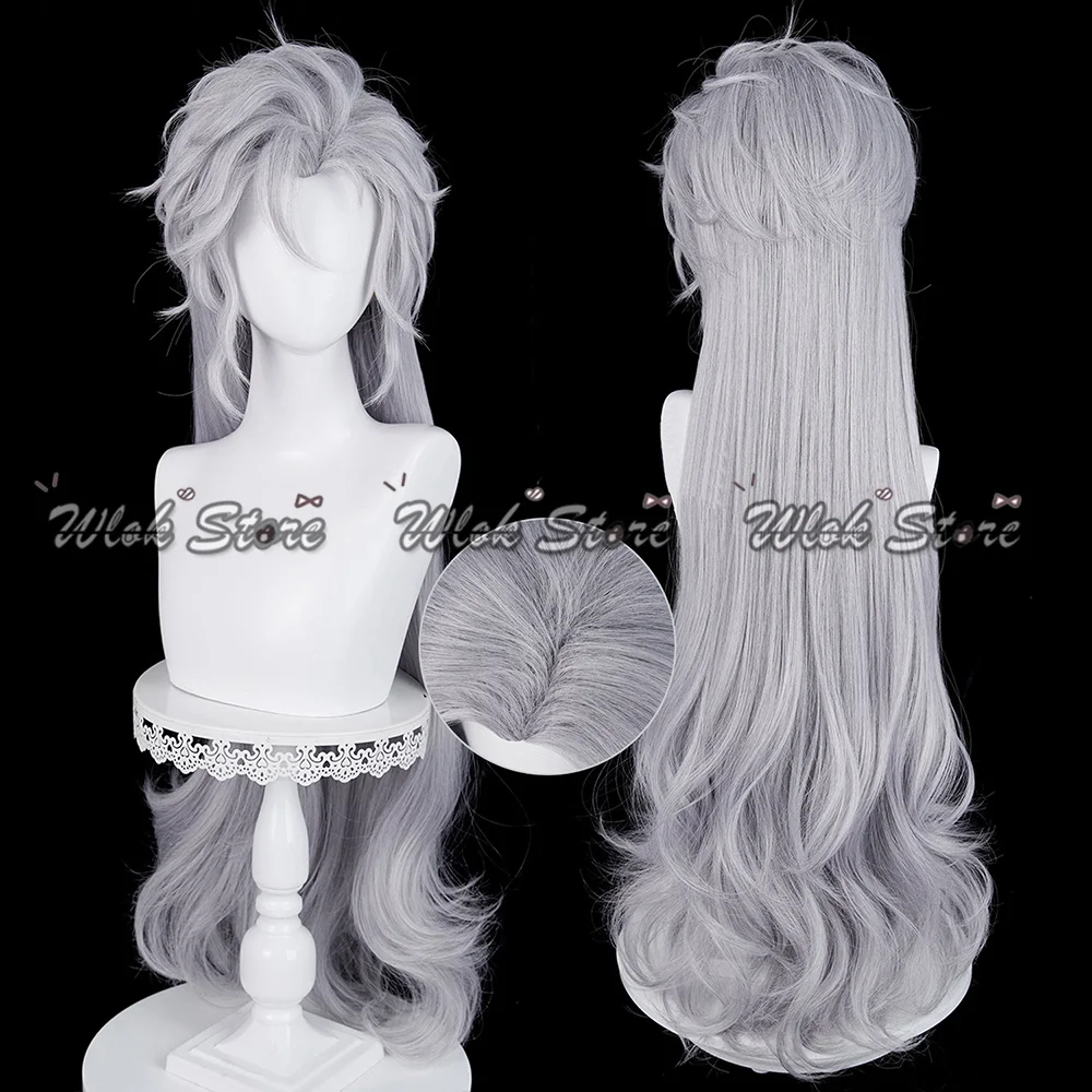 ゲーム愛とディープスペース シルス コスプレウィッグ シルバーウィングス 90CM ロング グレーヘア 男女兼用 ハロウィンパーティー 耐熱性合成ウィッグ