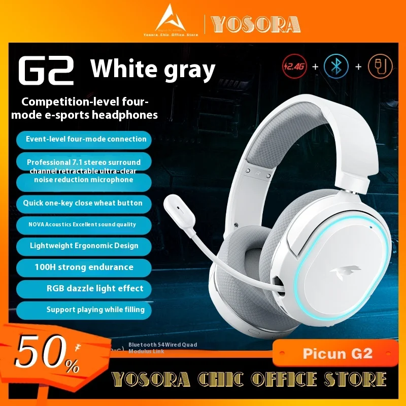 העכבר Picun G2 – ערכת אוזניות למשחקים עם תיאום Bluetooth 2.4G ותאום 7.1