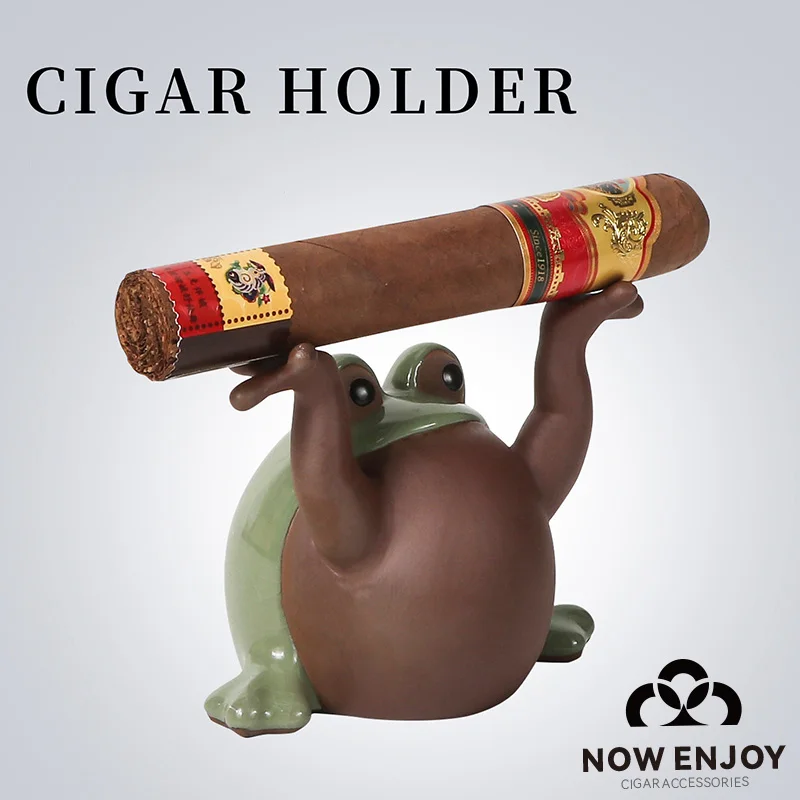 

Креативный держатель для сигар в виде мультяшной лягушки из керамики, подставка для чистки сигар, поднос для хранения, аксессуары для сигар.