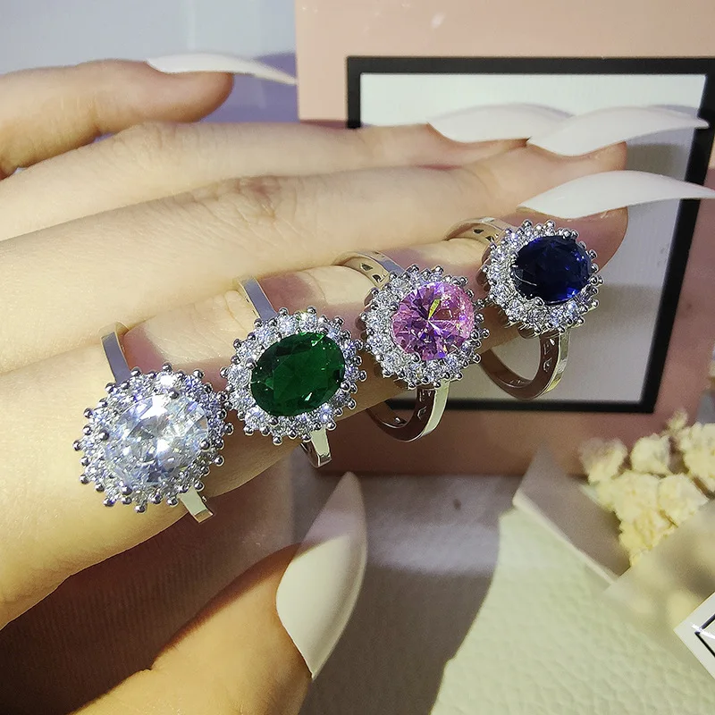 

Luxury Fashion Sunflower Multi Color Diamond Women's Ring Vintage Classic High Quality Jewelry
