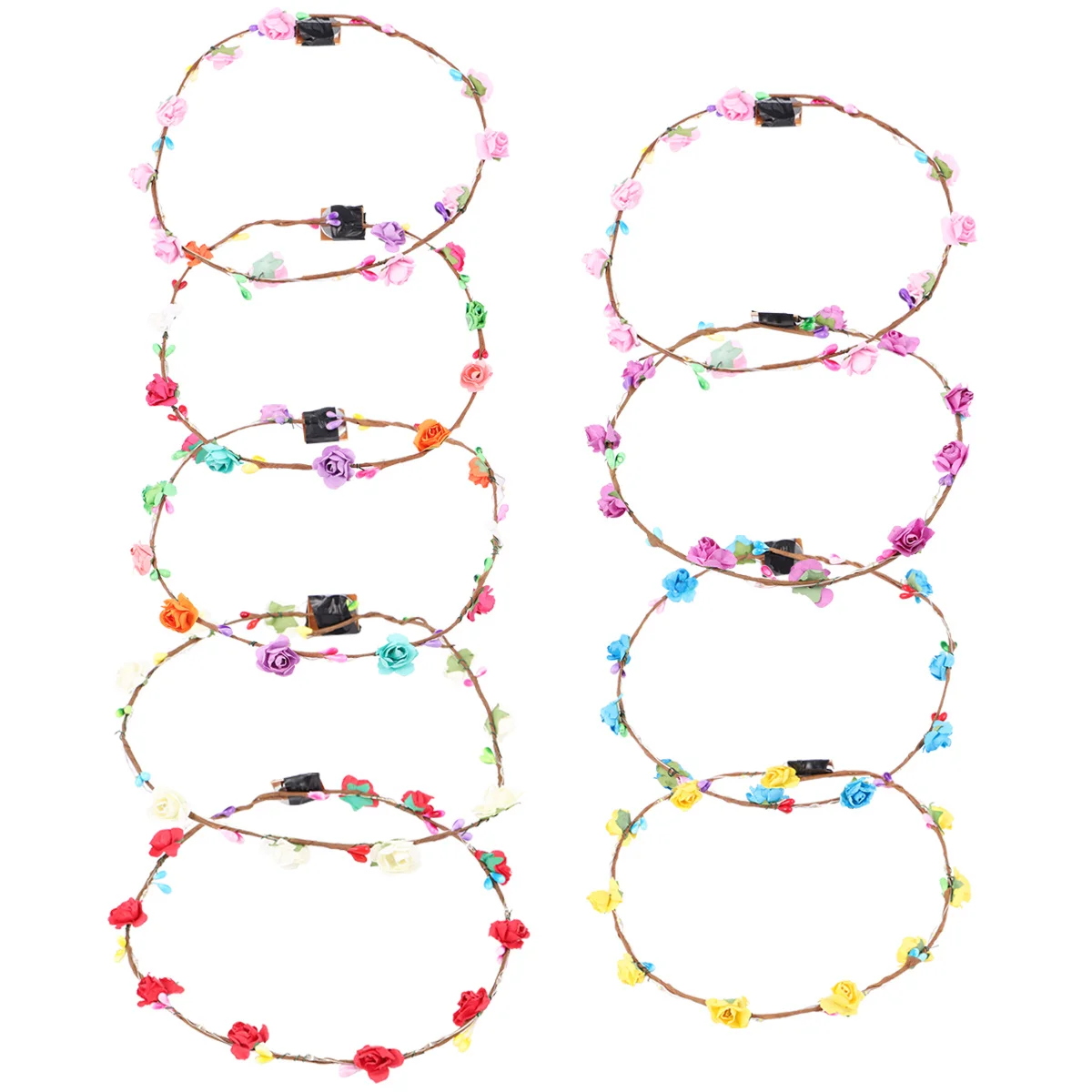 

9Pcs Luminous Flower Crown Headbands Sweet Elegant Design Instant Styling Hair Accessory for Women Party Wedding Christmas