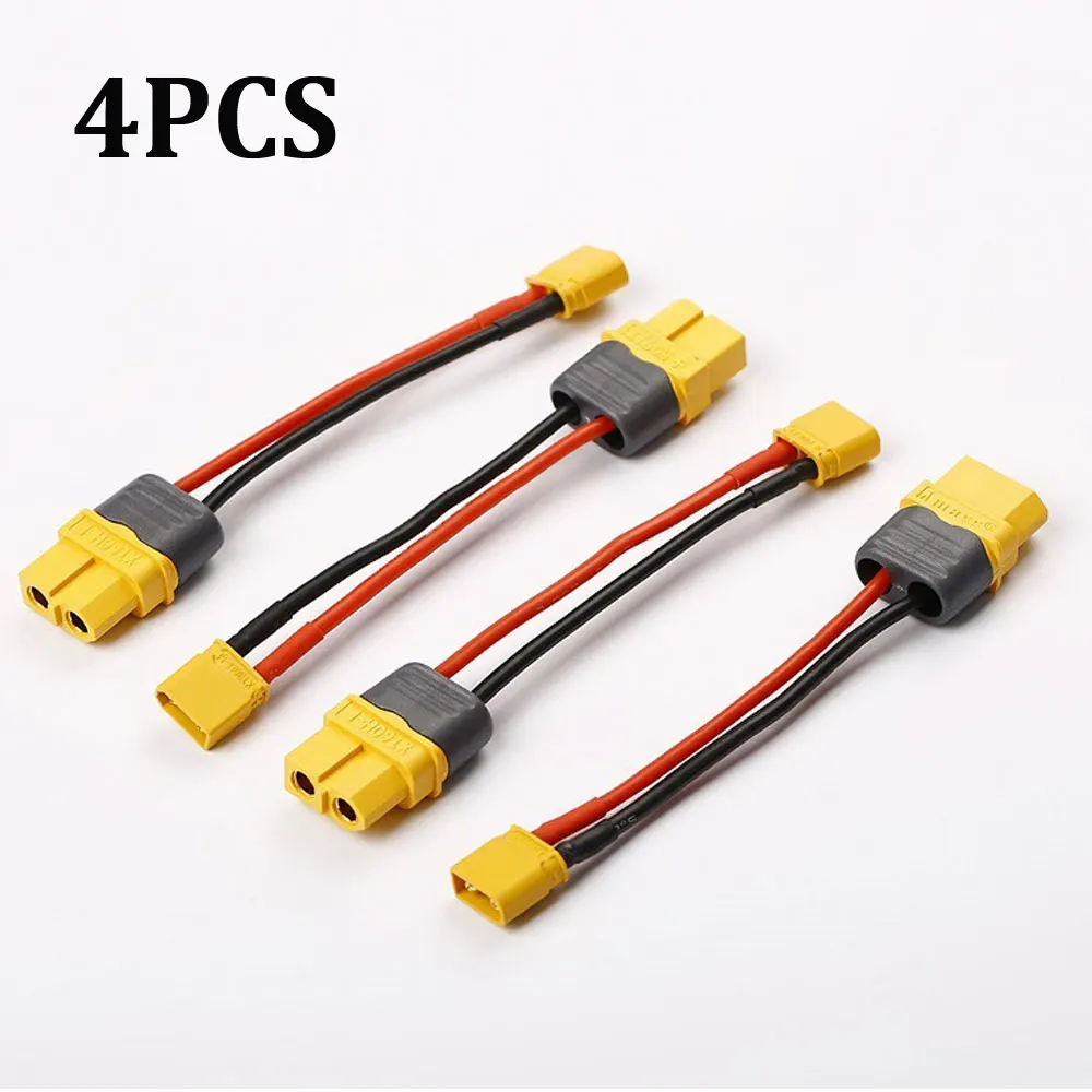 4PCS AMASS XT30 Male to XT60 Female Plug Connector Adapter with 100mm 16AWG Silicone Wire for RC Lipo Battery RC Drone Car Boat