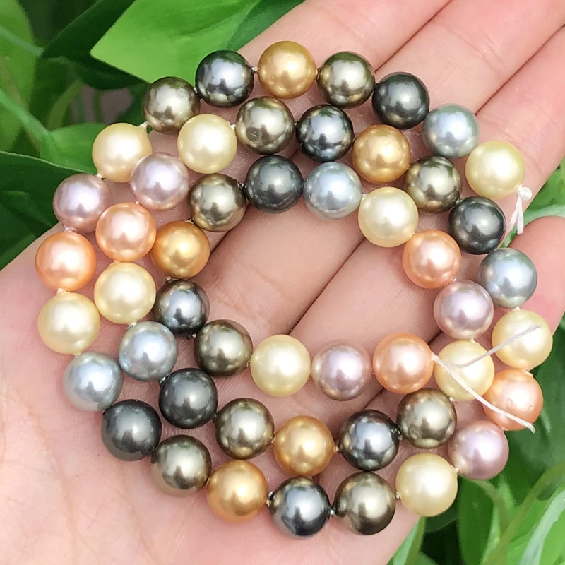 Natural Fine Freshwater Pearl Orange Purple Round Shape Loose Beads For Jewelry Making DIY Bracelet Necklace 6-12mm Strands 15''