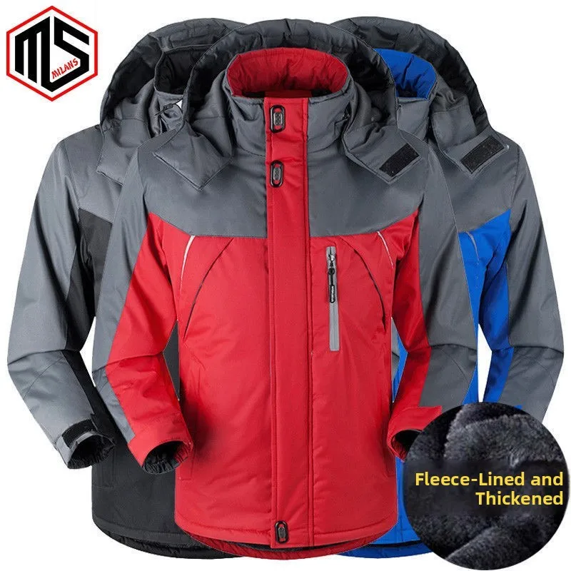 Thickened Fleece Winter Jacket for Men Outdoor Windproof Waterproof Warm Cotton Coat Large Size Outerwear Spring 2025