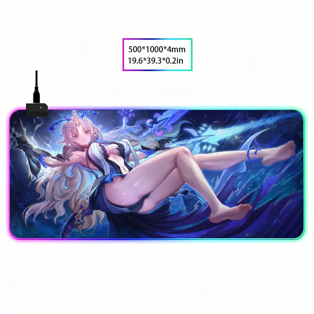 Wuthering Waves CARTETHYIA Mouse Pad Animation Games Beautiful RGB Gaming Mouse Pad HD Gamer Large LED Light PC Computer pad