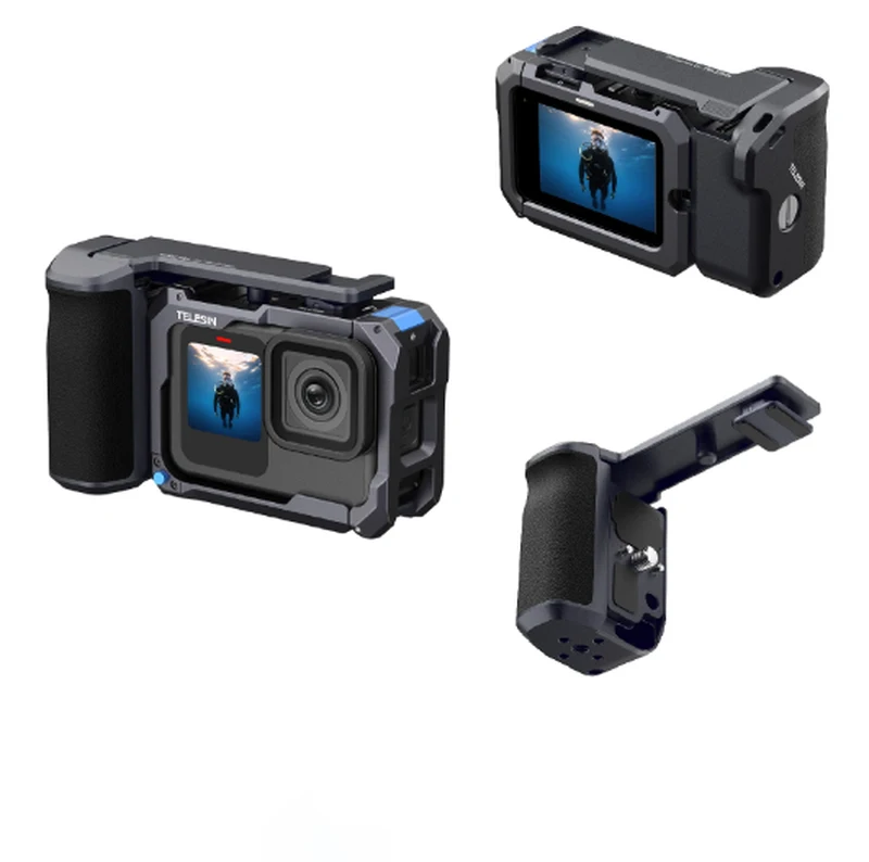 

For TELESIN Hand Grip Aid Remote Control StreetGrip Kit for 9-13 Accessories Dual Cold Shoe AdapterCamert Cage Set