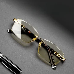Men Reading Glasses Business Presbyopia Glasses Natural Metal Material Glasses Unisex