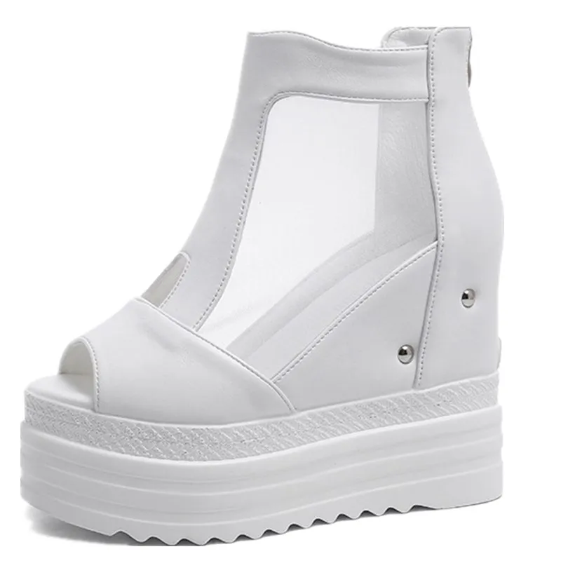 

Pop Summer Women Sandals Wedges Design Black White Platform Sandals Comfortable Women Thick Sole Beach Shoes Heighten Sandalias