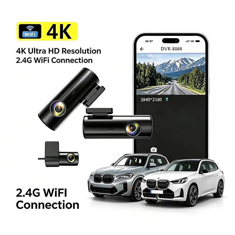 A13 Dual-Channel 4K Car Dash Cam 1080P Rear Recording WiFi Connectivity Emergency Video Recording Vehicle Surveillance