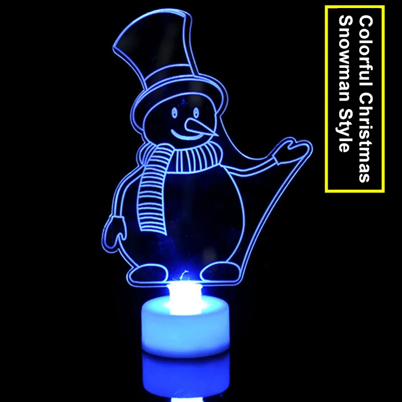 Christmas Glow Colorful Acrylic Small Christmas Tree Snowman Santa Claus Gift For Christmas Decoration Products New Dropshipping