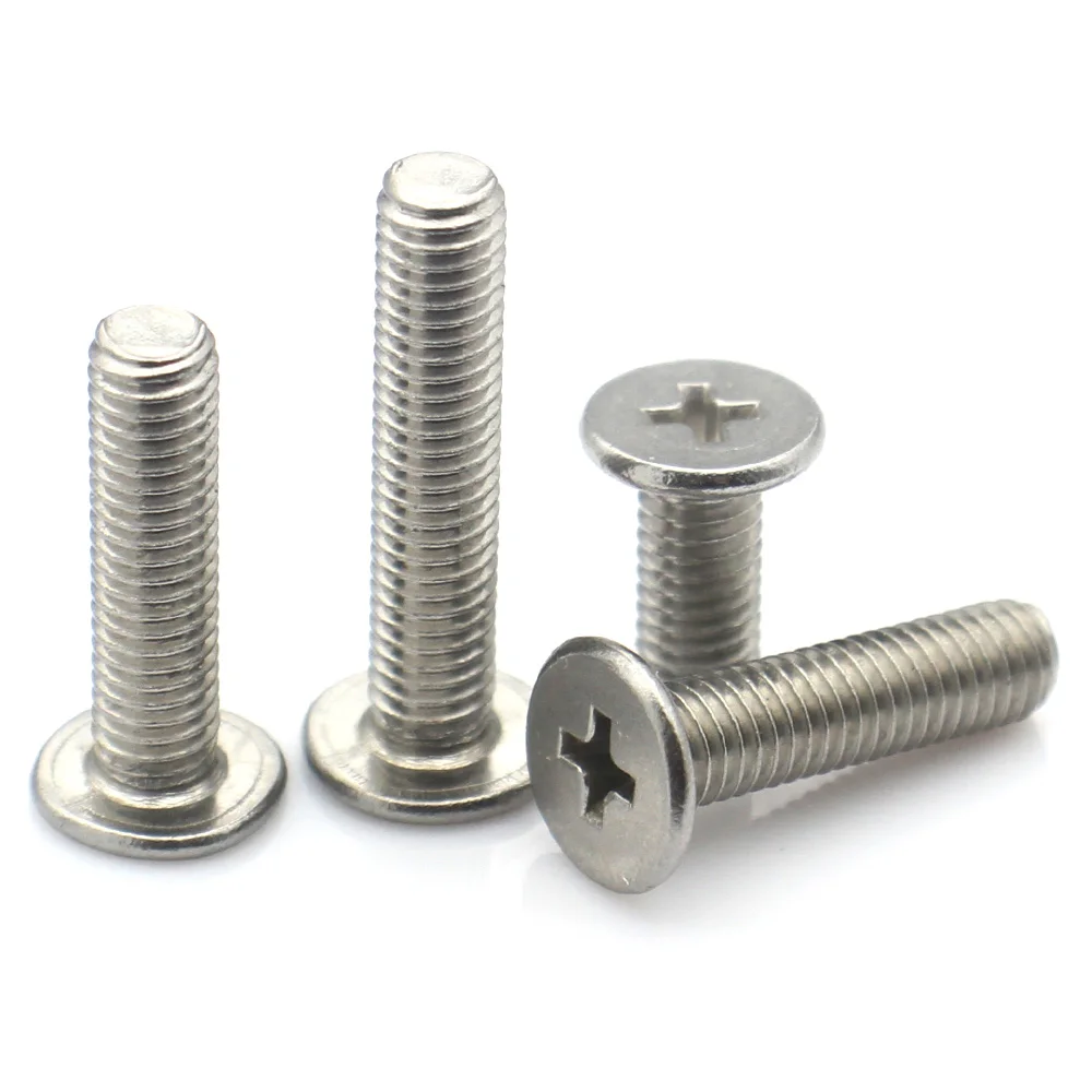 5/10/20pcs M1.4 M1.6 M2 M2.5 M3 M4 M5 M6 M8 CM 304 Stainless Steel Ultra-thin Super Low Profile Phillips Cross Flat Bolt Screws