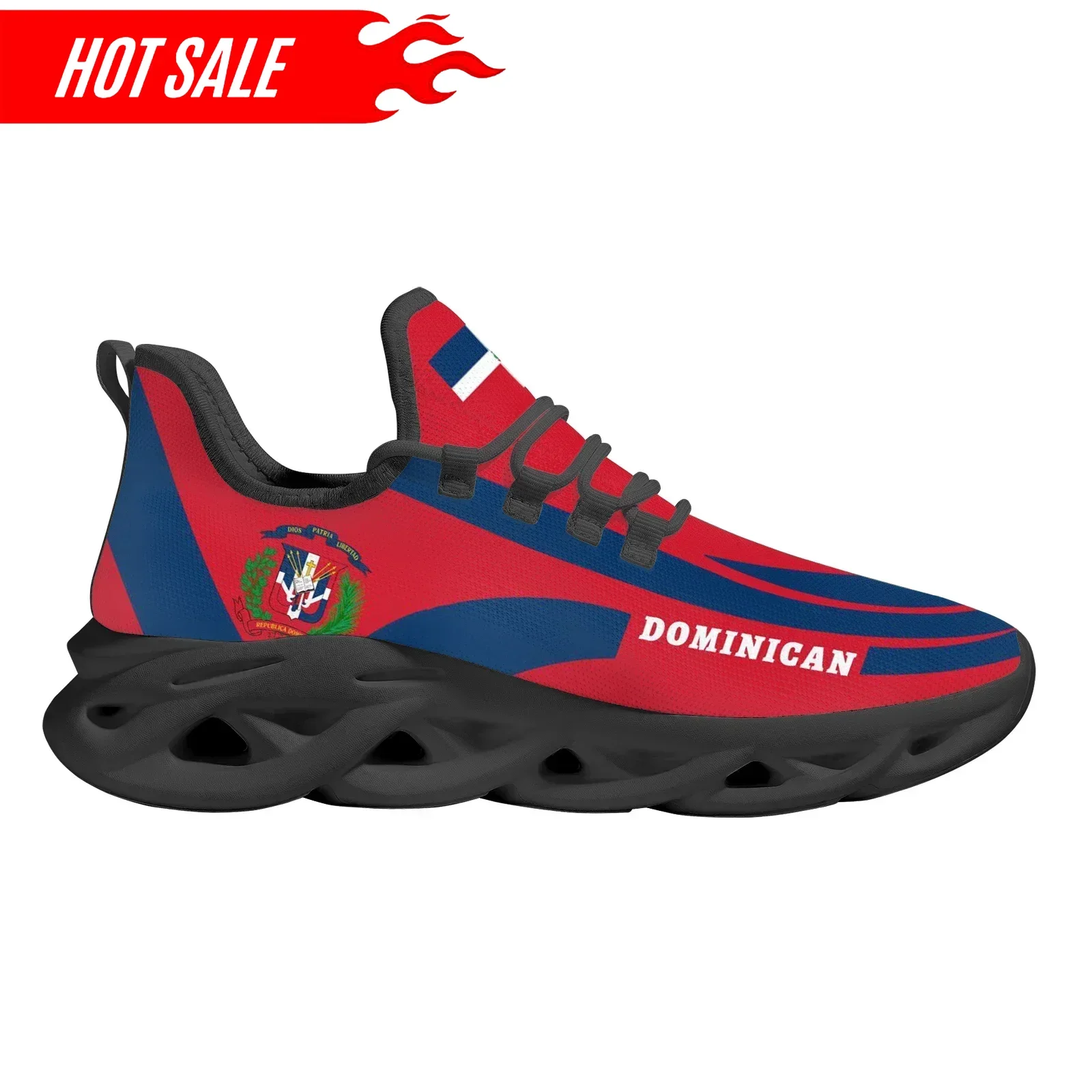 Hot Dominican Flag National Emblem Design Lightweight Breathable Platform Shoes Knitted Blade Shoes Sneakers Zapatos Custom Made