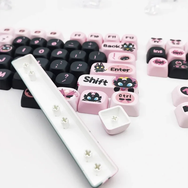 Pink and Black Coloured Keycaps Small Black Dragon Thermal Sublimation Cherry Profile Custom Keycaps for Mechanical Keyboard