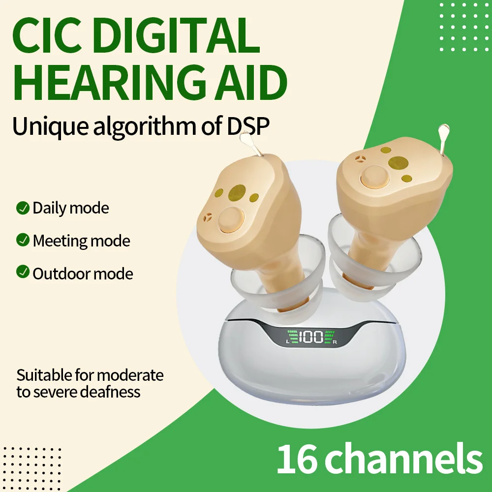 CIC potente audífono, los mejores auriculares auditivos digitales recargables para adultos, amplificador de sonido para sordera grave