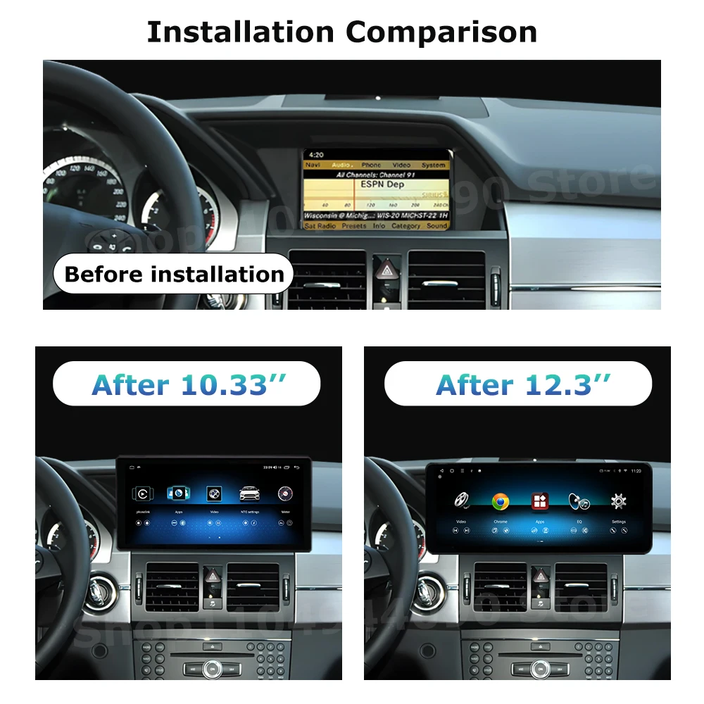 QLED Ultra-Thin Screen for Mercedes Benz GLK X204 2009 - 2012 Android 14 Car Multimedia Radio Player Wireless Carplay GPS DSP 4G