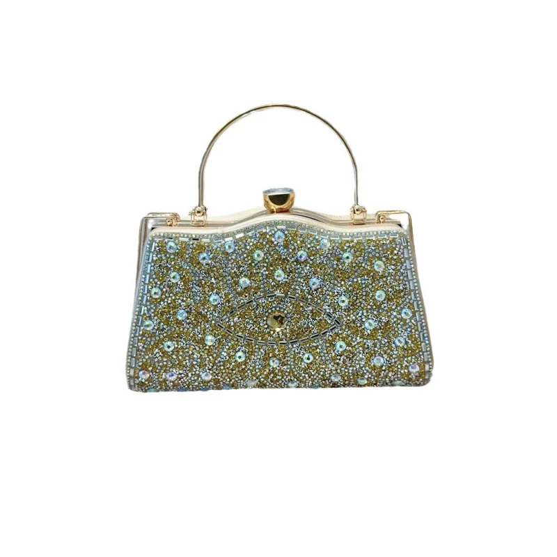 

New retro diamond-embedded handbag, single-shoulder hand-held bag, fashionable party bag, evening bag
