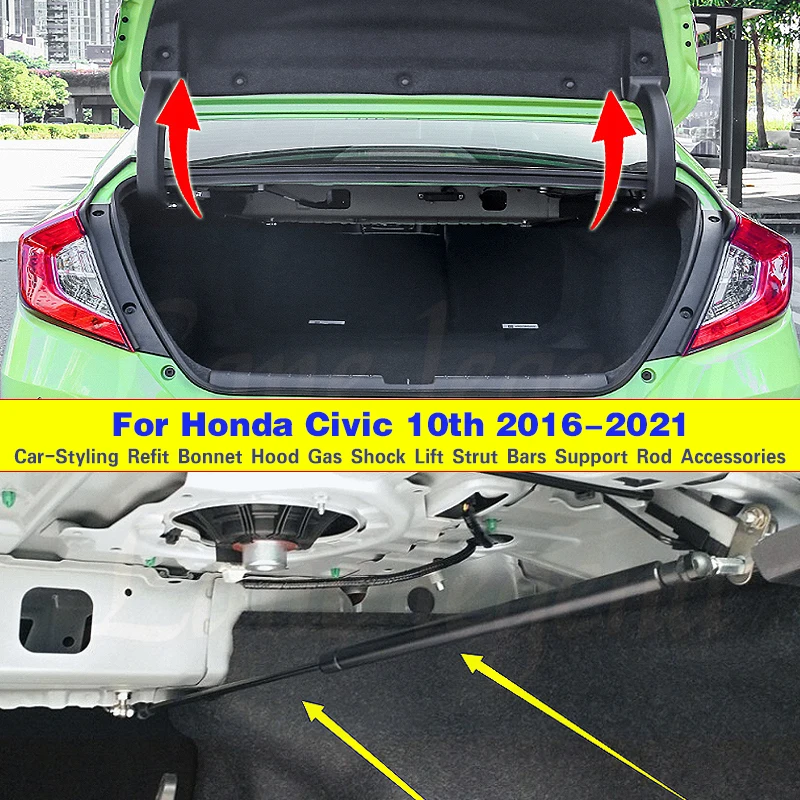 Back Door Trunk Box Support Hydraulic Rod Strut Spring Bars Shock Bracket For Honda Civic 10th 2016 2017 2018 2019 2020 2021