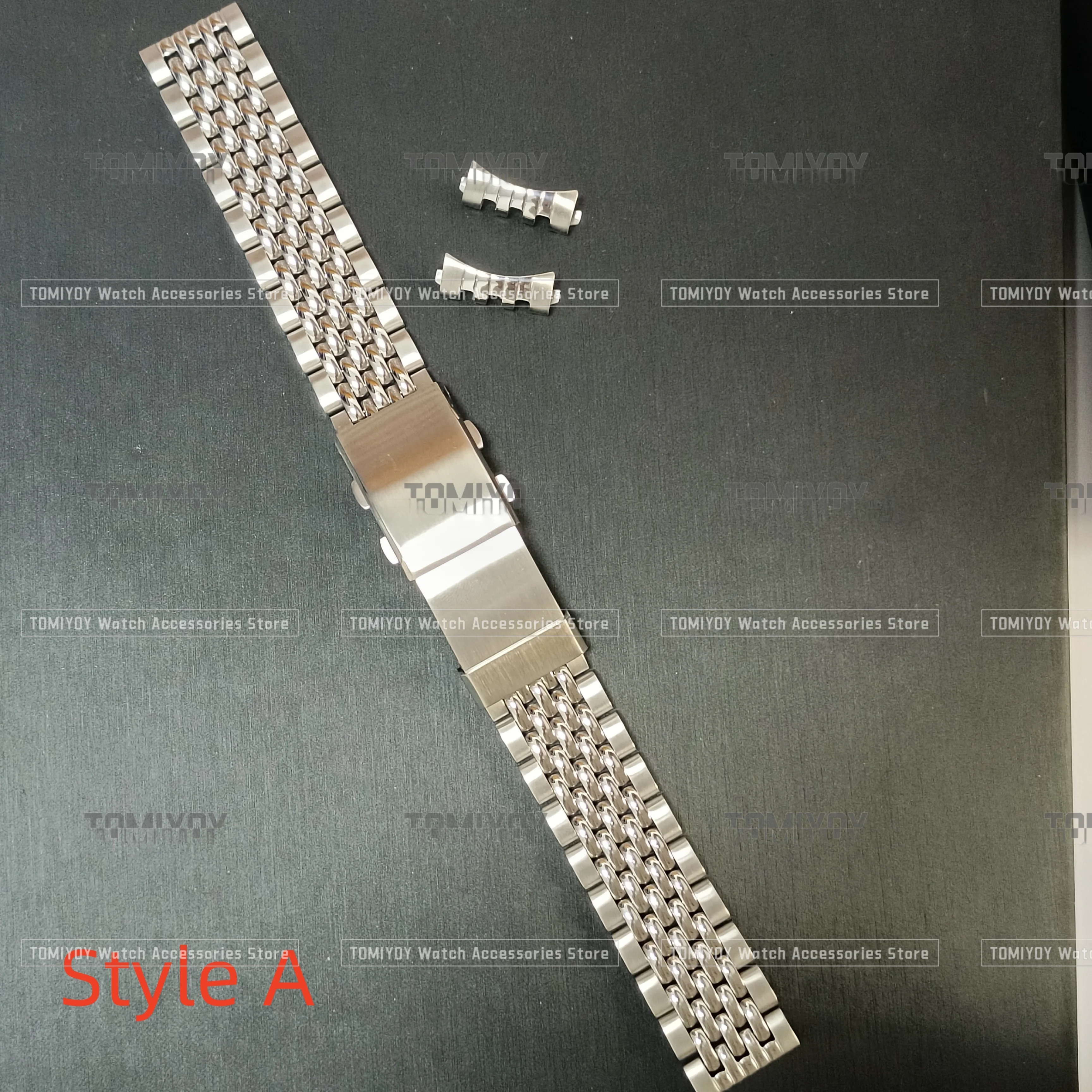 Curved end+Flat end 20MM 22MM Stainless Steel Solid Silver 2 Tone Gold Screw in Style Rice watch strap fit for OMG rlx skx watch
