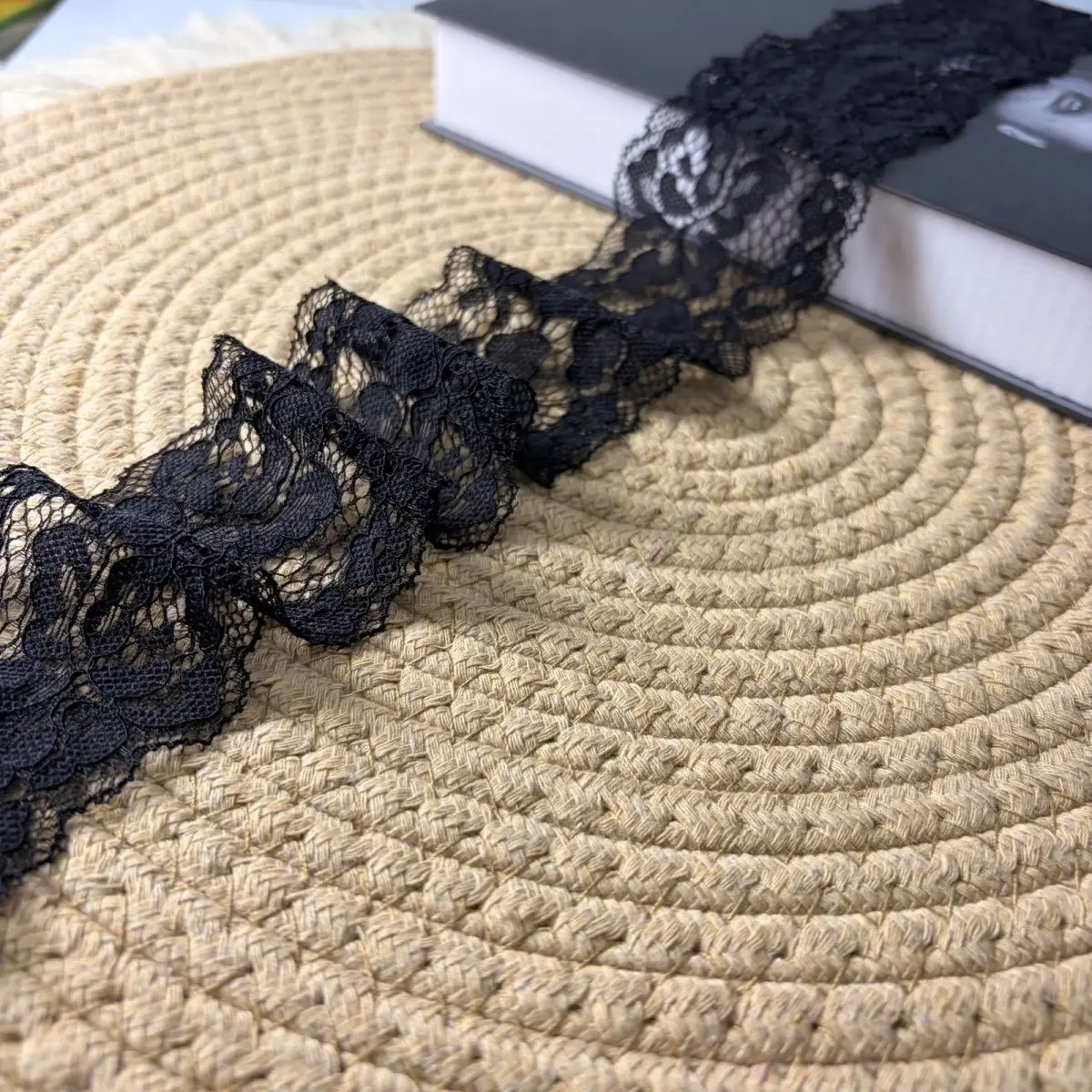 Black Rose Lace Trim, 2.4