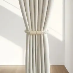 1PCS hand-woven pastoral wind magnetic curtain buckle solid wood binding is suitable for living room bedroom home decoration