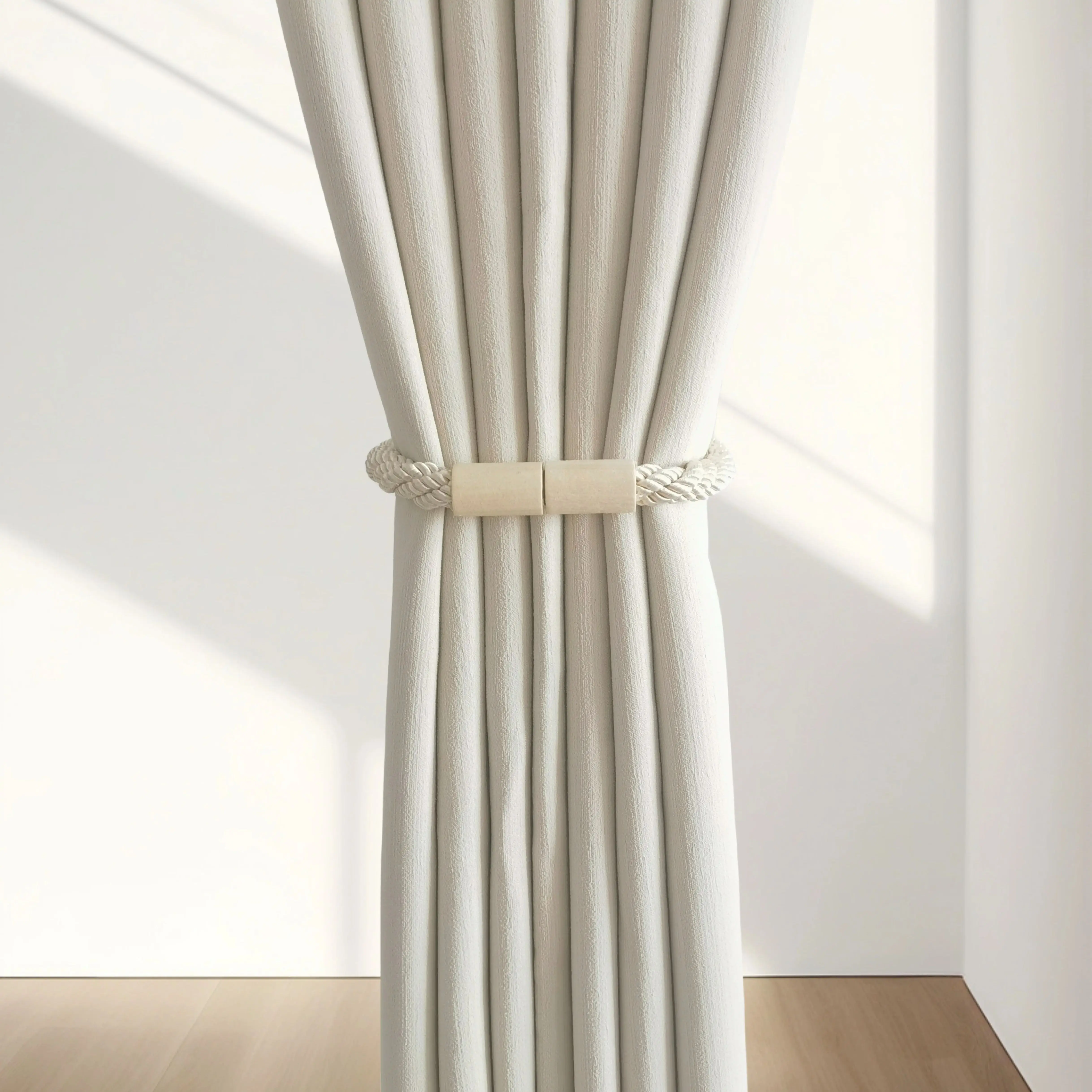 Hand-Woven Pastoral Wind Magnetic Curtain Buckle Solid Wood Binding Is Suitable for Living Room Bedroom Home Decoration