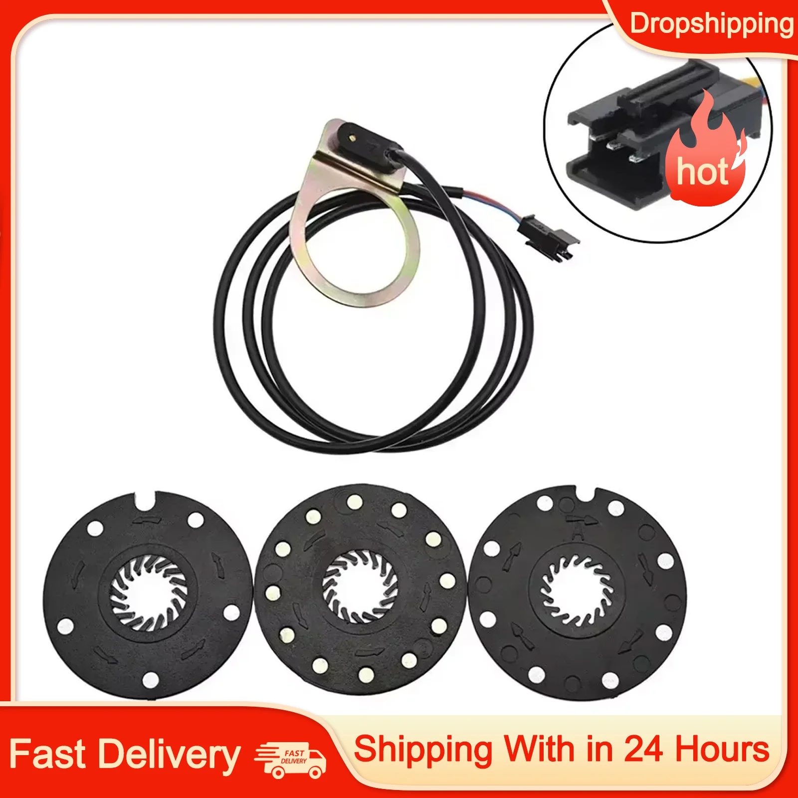 Dispositif d'assistant de pédale de vélo électrique, en alliage, capteur de vitesse magnétique 5/8/12, 100cm, systèmes PAS avec connecteur SM-3A, 1 pièce