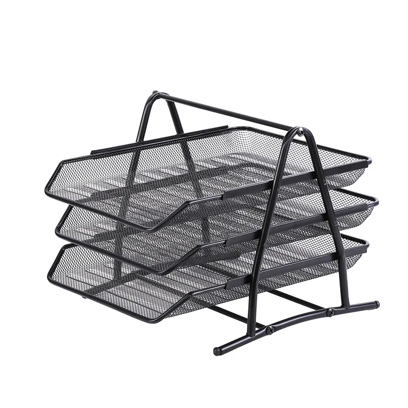 New Hot Sale Office Home Bedroom Metal Material Black Color 3/4/5 Tier Sliding Type Paper Letter Desk Organizer File Tray